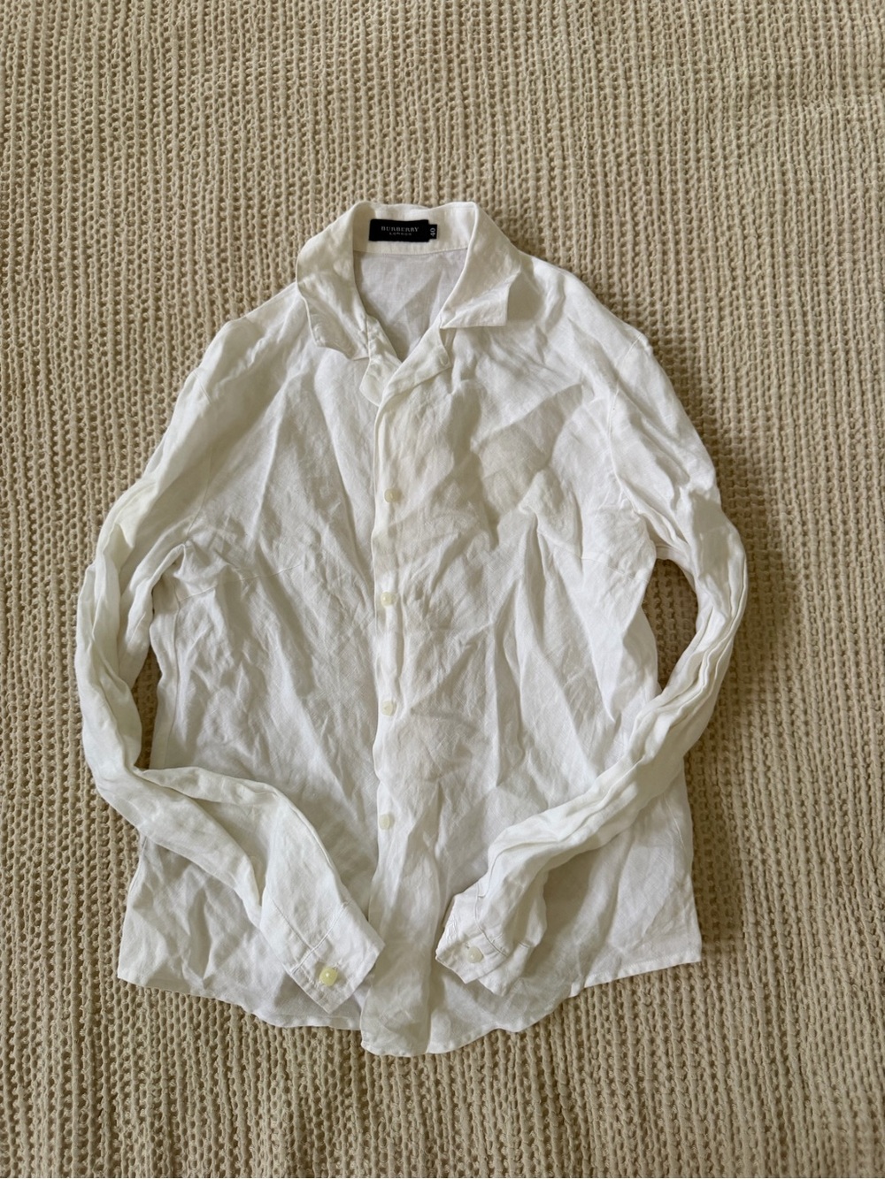 Burberry White Women's Linen Button-Down Shirt
